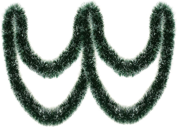 KIMOBER 32.8 Ft Christmas Tinsel Garland,Blackish Green Frost Tip Metallic Garland for Christmas Tree Xmas Party Decorations