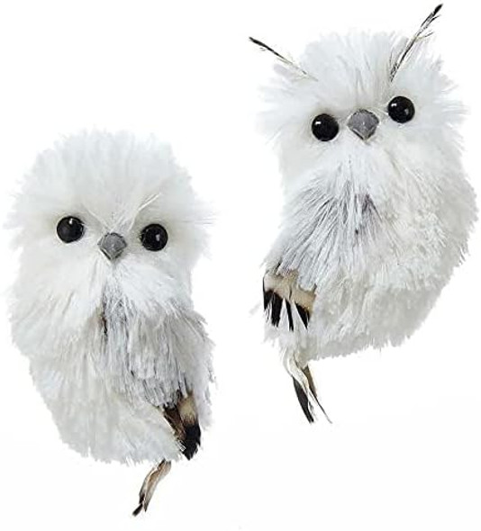 Kurt Adler C2289 5.1" Silver Hanging Owl Christmas Ornament 2 Assorted