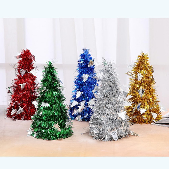 5Pcs Mini Christmas Tree Decoration Shiny Metallic Artificial Desktop Trees with Pendants Miniature Trees for Holiday Party Tabletop Decor
