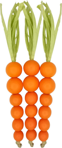 Beaded Carrot Spring Wood Tiered Tray Decorations Easter Beaded Garland Farmhouse Home Decors, 3 PCS