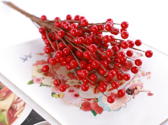 12 Pack 12.5 Inch Artificial Red Berry Stems, Holly Berry Picks Red Berry Branches Ornaments for Christmas Tree Decor Wreath Decoration DIY Crafts Candle Rings Home Holiday Wedding Decor