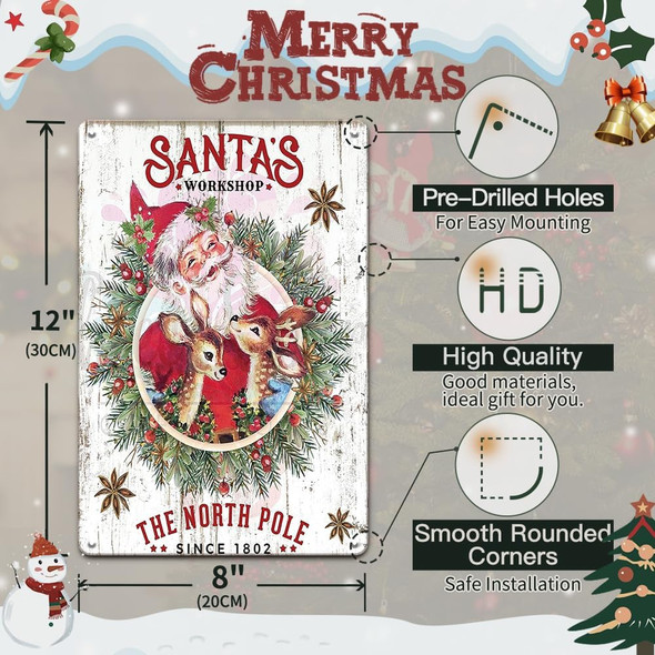 Christmas Decorations Santa's Workshop Sign Retro Santa Sign Retro Christmas Wreath Funny Christmas 8x12 Inch Metal Tin Sign Christmas Wall Art for Home Coffee Shop Retro Wall Decor Reindeer Poster Christmas Decorations Santa's Workshop Sign Retro Santa Sign Retro Christmas Wreath Funny Christmas 8x12 Inch Metal Tin Sign Christmas Wall Art for Home Coffee Shop Retro Wall Decor Reindeer Poster