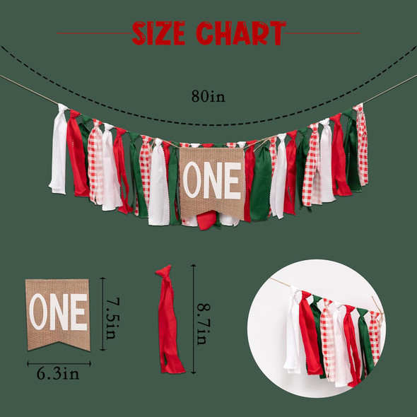 Italian Picnic Theme 1st Birthday High Chair Banner - Italian/Pizza Themed Fabric Garland For Boys Girls' First Birthday Party, Cake Smash Photo Prop HighChair Banner(Christmas cloth banner)