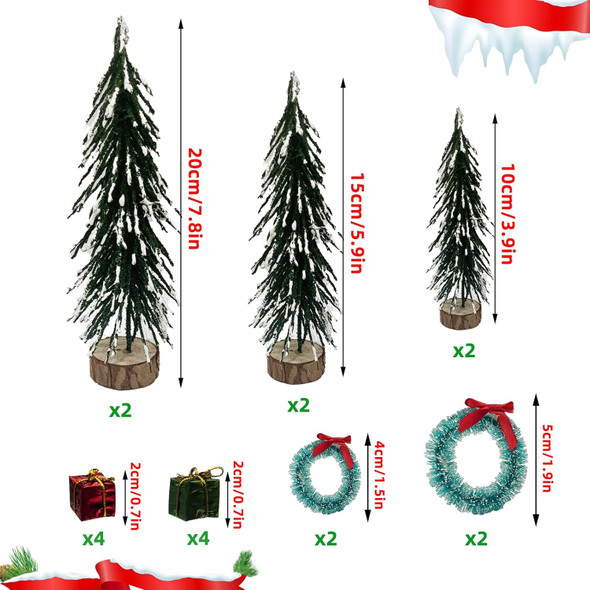 18 Pcs Mini Christmas Trees Decorations,Mini Christmas Wreaths,Christmas Shiny Mini Boxes Ornaments,DIY Crafts Mini Pine Tree for Christmas Party Home Table Top Decor Winter Ornaments (18)