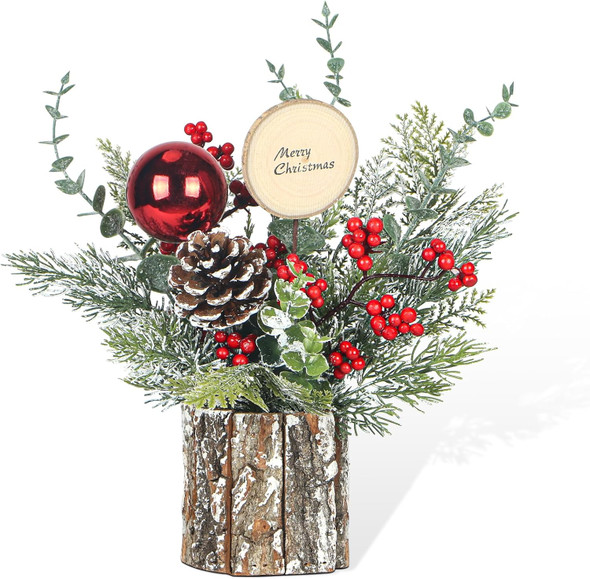 Christmas Table Decorations,13''Christmas Table Decor, Christmas Centerpieces for Tables with Small Christmas Potted Tree for Year