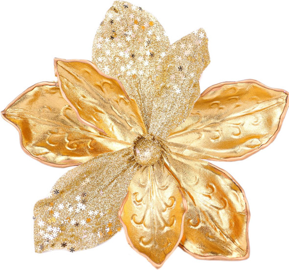 10" Velvet Poinsettias Artificial Christmas Flowers, 6pcs Large Glitter Christmas Poinsettia Picks, Floral Stems for Christmas Tree Wreath Garland Decorations DIY Ornaments (Gold 10" Velvet Poinsettias Artificial Christmas Flowers, 6pcs Large Glitter Christmas Poinsettia Picks, Floral Stems for Christmas Tree Wreath Garland Decorations DIY Ornaments (Gold