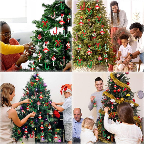 Christmas Crafts for Kids Beaded Ornament Kit - Including 10 PCS Snowman,12 PCS Wreath,8PCS Candy Cane,10PCS Lollipop Xmas Holiday Party Tree Favor Decorations(40Pieces,Assembly Needed)