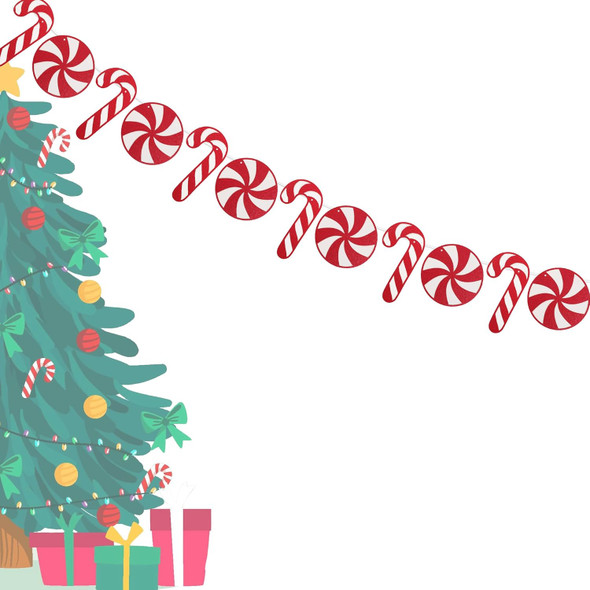 Candy Cane Banner Glittery Christmas Candy Cane Banner Xmas Christmas Gingerbread Winter Birthday Candies Theme Party Decoration Supplies Red and White