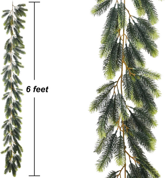 Lvydec Christmas Pine Garland Decoration, 6ft Christmas Greenery Garland Realistic Pine Garland Artificial Cypress Garland for Holiday Mantel Fireplace Decoration