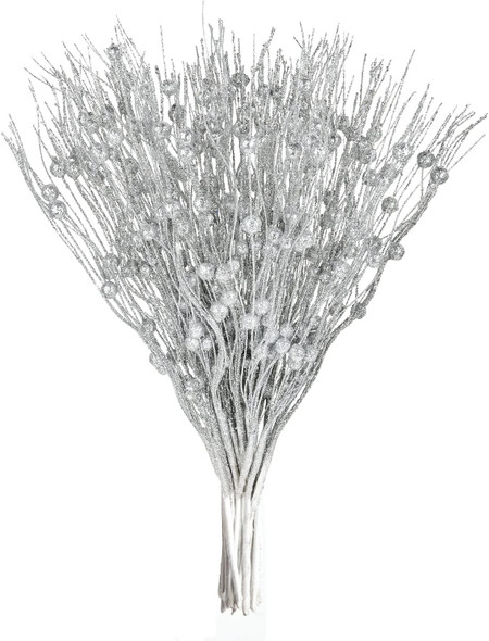 Lvydec 22pcs Christmas Glitter Berries Stems Clearance, 17" Artificial Christmas Picks for Christmas Tree Ornaments, DIY Xmas Wreath, Crafts, Holiday and Home Decor (Silver) Lvydec 22pcs Christmas Glitter Berries Stems Clearance, 17" Artificial Christmas Picks for Christmas Tree Ornaments, DIY Xmas Wreath, Crafts, Holiday and Home Decor (Silver)