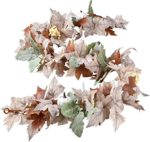 Lvydec Large Fall Maple Garland - 6ft/Piece Artificial Fall Foliage Garland Colorful Autumn Decor for Home Wedding Party Christmas