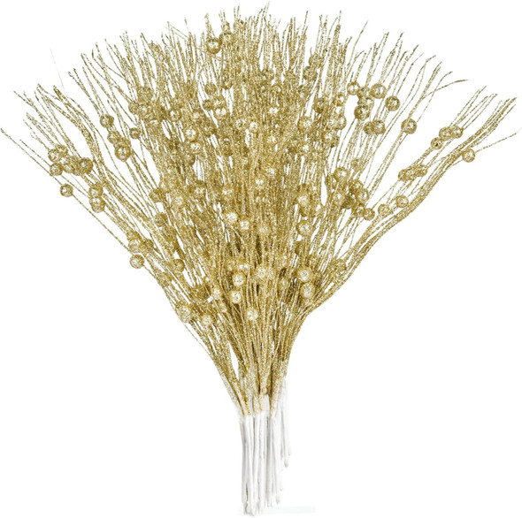 Lvydec 22pcs Christmas Glitter Berries Stems, 17" Artificial Christmas Picks for Christmas Tree Ornaments, DIY Xmas Wreath, Crafts, Holiday and Home Decor (Gold) Lvydec 22pcs Christmas Glitter Berries Stems, 17" Artificial Christmas Picks for Christmas Tree Ornaments, DIY Xmas Wreath, Crafts, Holiday and Home Decor (Gold)