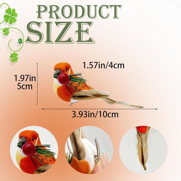 LWINGFLYER 12PCS Christmas Tree Ornaments Clip on Birds Artificial Feathered Foam Birds with Red Berries for Christmas Tree Decoration Wreath Crafts Home Decor