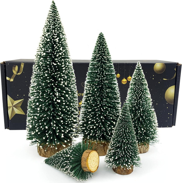 Desktop Miniature Pine Tree Mini Christmas Trees Tabletop Christmas Tree Small Pine Tree Bottle Brush Trees for Christmas Decor Christmas Party Home Table Craft Decorations