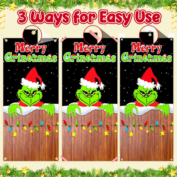Christmas Door Cover, Christmas Door Covers for Front Door Banner Decoration, Fabric Funny Christmas Covering Banner for Home Wall Window Indoor Outdoor Decor Holiday Xmas Party Supplies