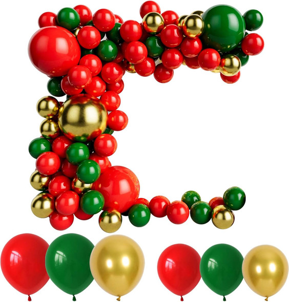 Red Green and Gold Balloon Garland Kit for Baby Shower, Wedding, Birthday, Graduation, Christmas Party Decoration Red Green and Gold Balloon Garland Kit for Baby Shower, Wedding, Birthday, Graduation, Christmas Party Decoration