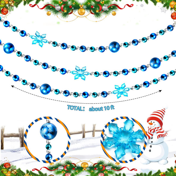 16 ft Christmas Tree Bead Garlands Hanging Christmas Tree Garland Pearl Xmas Tree Bead for Christmas Tree Fireplace Wreath Ornaments Christmas Party Decorations