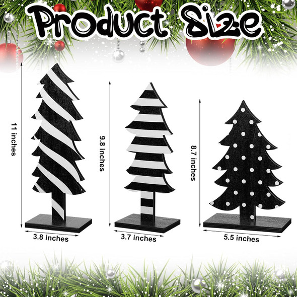 Meooeck Table Christmas Tree Decorations Farmhouse Black and White standing Handmade Wood Trees Rustic Wooden Christmas Tree Centerpieces for Tabletop Xmas Home Office Holiday Party Decor