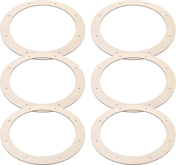 MILISTEN 6pcs Wooden Round Wreath Rings, Wooden Floral Hoops with Holes, Wreath Frame Circles, Christmas Wreath Boards Flower Boards for Christmas Wedding Wreath Decor and Wall Hanging Craft