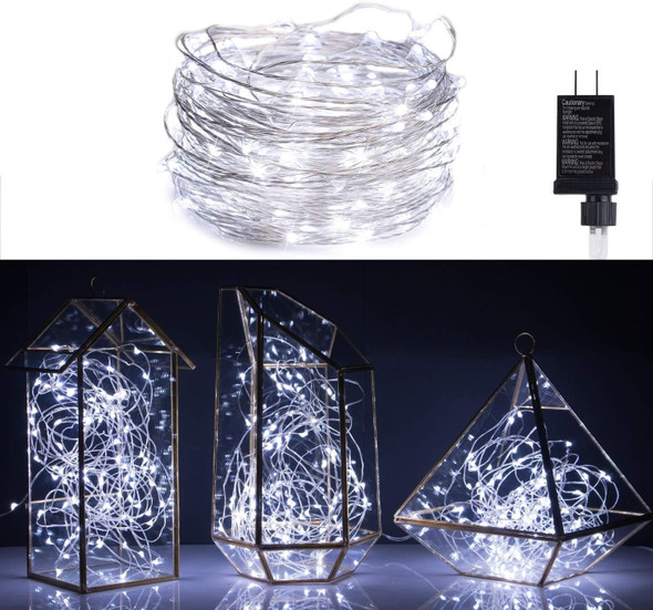 2Pack Fairy Lights Plug in, 100 LEDs 33 Feet Firefly String Lights Waterproof Starry Lights Silver Wire for DIY Wreath Wedding Bedroom Indoor Outdoor Party Christmas Decorations, Pure White