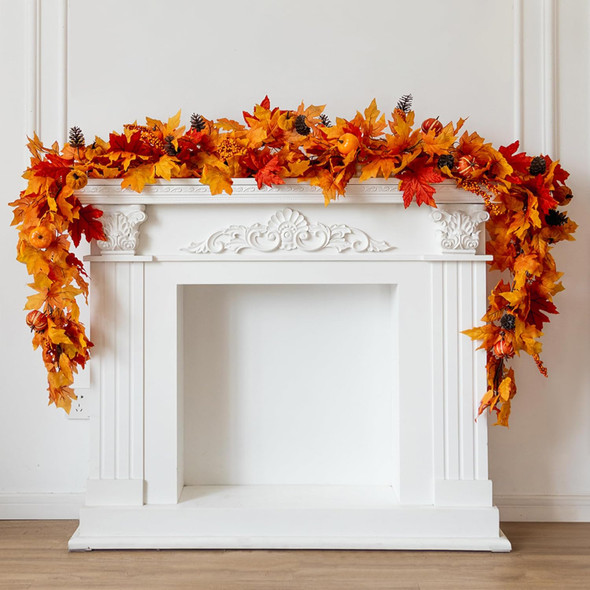 MISSPIN Fall Decor - Fall Garland - 6FT Autumn Maples Leaf Garland for Autumn Decor Hanging Vine Garland for Halloween Thanksgiving Decor Home Wedding Fireplace Party Christmas(Orange) MISSPIN Fall Decor - Fall Garland - 6FT Autumn Maples Leaf Garland for Autumn Decor Hanging Vine Garland for Halloween Thanksgiving Decor Home Wedding Fireplace Party Christmas(Orange)