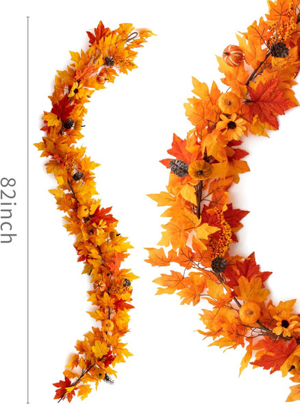MISSPIN Fall Decor - Fall Garland - 6FT Autumn Maples Leaf Garland for Autumn Decor Hanging Vine Garland for Halloween Thanksgiving Decor Home Wedding Fireplace Party Christmas(Orange) MISSPIN Fall Decor - Fall Garland - 6FT Autumn Maples Leaf Garland for Autumn Decor Hanging Vine Garland for Halloween Thanksgiving Decor Home Wedding Fireplace Party Christmas(Orange)
