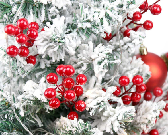 60 Pack Artificial Red Holly Berries, 8.2 Inch Christmas Berry Picks Red Berry Stems for Christmas Tree Decorations DIY Crafts Xmas Wreath Wedding Holiday Season Home Decor