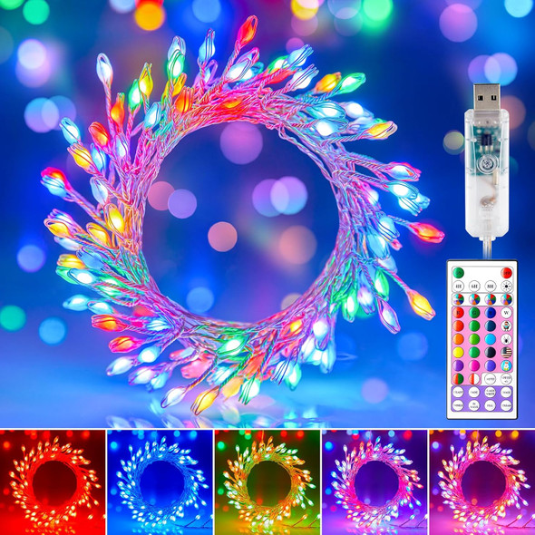 Moonflor 10FT Fairy Lights Color Changing - 100 LED 22 Colors Cluster Fairy Lights with Remote, Firecracker String Lights with 12 Modes, Halloween Fairy Lights for Bedroom Indoor Classroom Christmas Moonflor 10FT Fairy Lights Color Changing - 100 LED 22 Colors Cluster Fairy Lights with Remote, Firecracker String Lights with 12 Modes, Halloween Fairy Lights for Bedroom Indoor Classroom Christmas