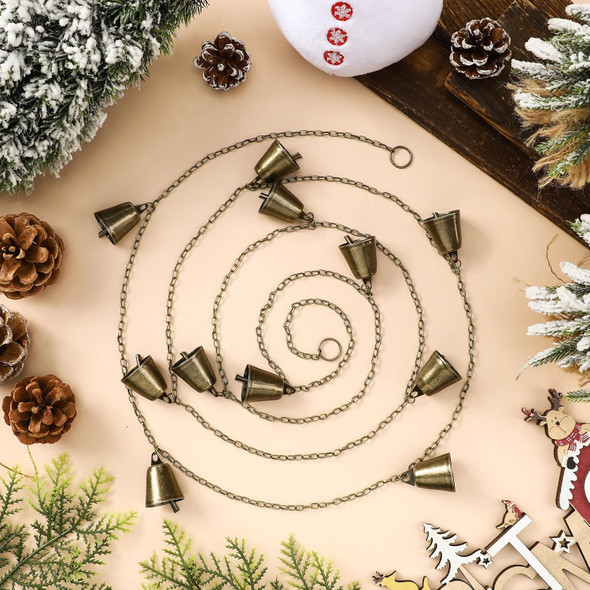 2 Pcs Christmas Bells Garland 7 ft Rustic Christmas Bells Garland Vintage Jingle Bells Christmas Bells Garland Banner for Christmas Tree Mantle Fireplace and Wall Decor