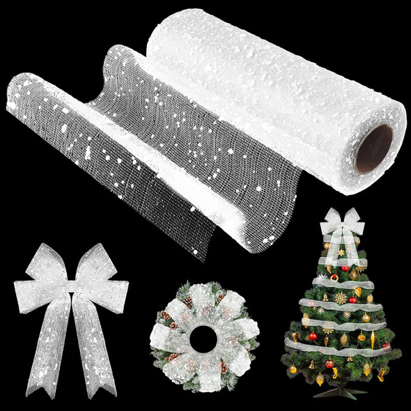 10 Inch x 30 Feet Christmas Snow Poly Mesh Ribbon Snowball Decorated Mesh Ribbon Christmas Tree Wreath Mesh Ribbon Christmas Ribbon for Christmas Graduation Party Decoration (White) 10 Inch x 30 Feet Christmas Snow Poly Mesh Ribbon Snowball Decorated Mesh Ribbon Christmas Tree Wreath Mesh Ribbon Christmas Ribbon for Christmas Graduation Party Decoration (White)