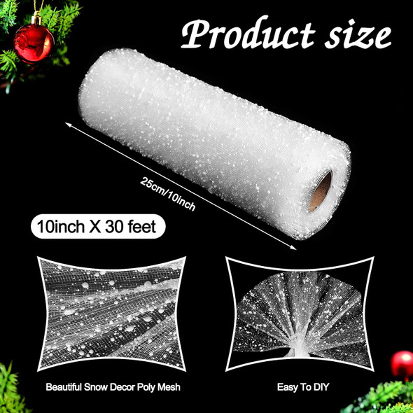 10 Inch x 30 Feet Christmas Snow Poly Mesh Ribbon Snowball Decorated Mesh Ribbon Christmas Tree Wreath Mesh Ribbon Christmas Ribbon for Christmas Graduation Party Decoration (White) 10 Inch x 30 Feet Christmas Snow Poly Mesh Ribbon Snowball Decorated Mesh Ribbon Christmas Tree Wreath Mesh Ribbon Christmas Ribbon for Christmas Graduation Party Decoration (White)
