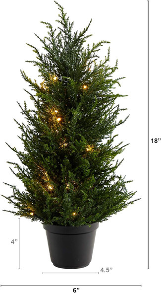 Nearly Natural 18in. Cedar Artificial Tree with LED Lights UV Resistant (Indoor/Outdoor)
