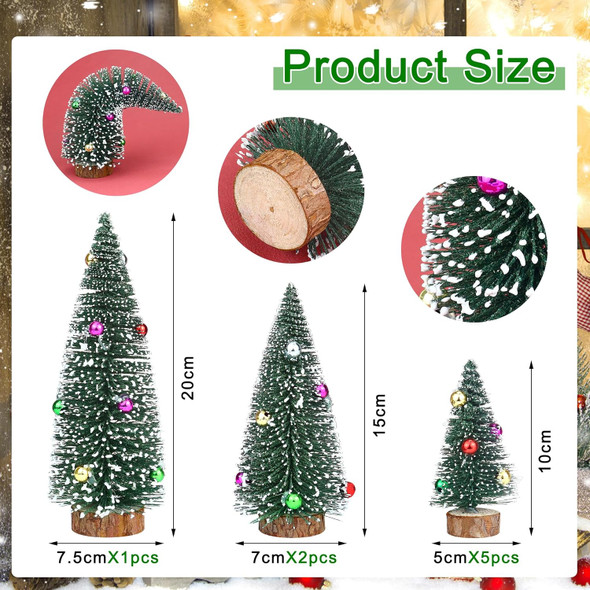 8 Pcs Mini Christmas Trees Decorations, Artificial Bottle Brush Christmas Trees, Vintage Christmas Decor for Indoor Outdoor Home Village Winter Holiday Decor
