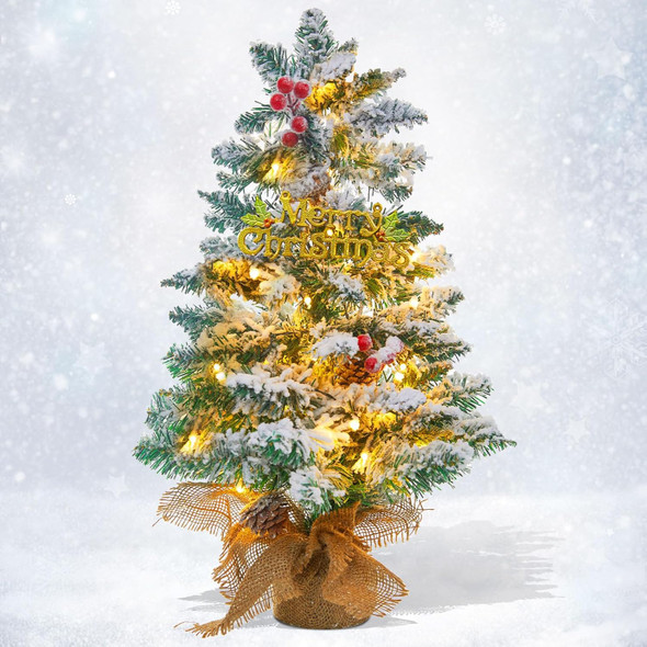 Small Mini Table top Christmas Tree with 50 LED Lights 24 Inch /2FT Little Prelit Christmas Tree Decorated Boxes and Hanging Ornaments for DIY Christmas Decoration (Flocked) Small Mini Table top Christmas Tree with 50 LED Lights 24 Inch /2FT Little Prelit Christmas Tree Decorated Boxes and Hanging Ornaments for DIY Christmas Decoration (Flocked)