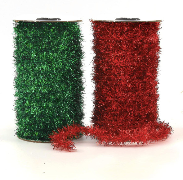 Tinsel Garland,2 Roll Tinsel Garland Thin Glitter Tinsel Metallic Holiday Tinsel Garland Twist Tinsel Garland,Twist Tinsel Garland Decoration (Red,Green)