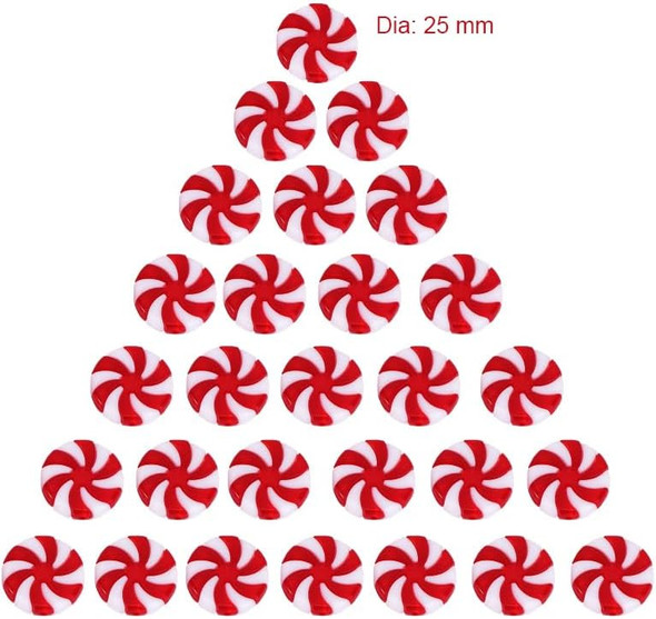 50pcs Peppermint Christmas Ornaments Christmas Candy Cane Fake Peppermints Plastic Peppermint Candy for Crafts Christmas Tree Peppermint Ornaments for Peppermint Decor Peppermint Candy Decorations