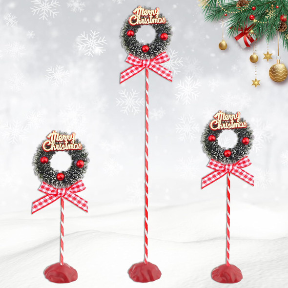 3 Pieces Christmas Table Decorations Merry Christmas Wreath Set with Buffalo Plaid Ribbon Bow Red Green Christmas Tiered Tray Decor Christmas Table Centerpieces Tabletop for Home Xmas Party Office