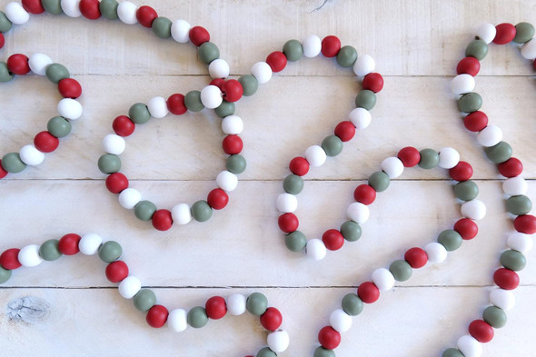 One Holiday Way 9-Foot Rustic Red, Sage Green and White Wood Bead Garland Christmas Tree Decoration - Decorative Vintage Wooden Beads for Everyday Chic Winter Farmhouse Retro Xmas Party Home Decor One Holiday Way 9-Foot Rustic Red, Sage Green and White Wood Bead Garland Christmas Tree Decoration - Decorative Vintage Wooden Beads for Everyday Chic Winter Farmhouse Retro Xmas Party Home Decor