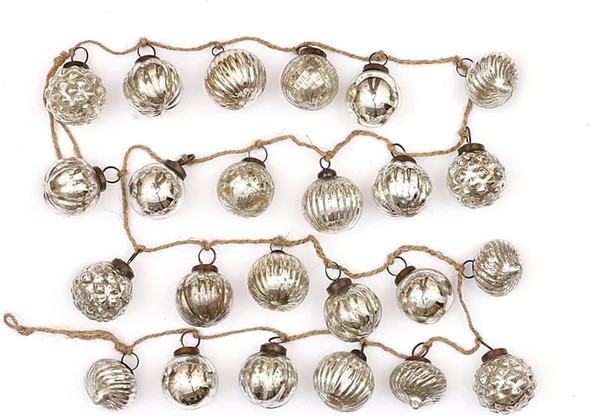 One Holiday Way 72-Inch Embossed Mercury Glass Ornament Christmas Tree Garland w/Antique Silver Finish - Vintage Indoor Xmas Mantel & Stairs Railing Hanging Home Decor - Winter Wedding Decoration One Holiday Way 72-Inch Embossed Mercury Glass Ornament Christmas Tree Garland w/Antique Silver Finish - Vintage Indoor Xmas Mantel & Stairs Railing Hanging Home Decor - Winter Wedding Decoration