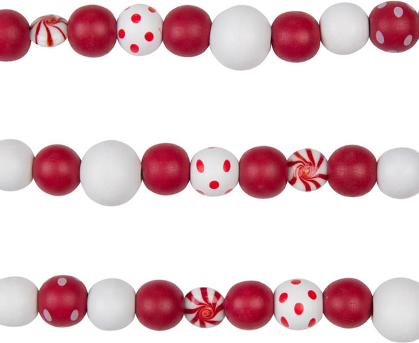 One Holiday Way 9-Foot Rustic Red and White Dot Wood Bead Garland with Peppermints Christmas Tree Decoration - Decorative Vintage Wooden Beads for Everyday Chic Winter Farmhouse Xmas Party Home Decor One Holiday Way 9-Foot Rustic Red and White Dot Wood Bead Garland with Peppermints Christmas Tree Decoration - Decorative Vintage Wooden Beads for Everyday Chic Winter Farmhouse Xmas Party Home Decor