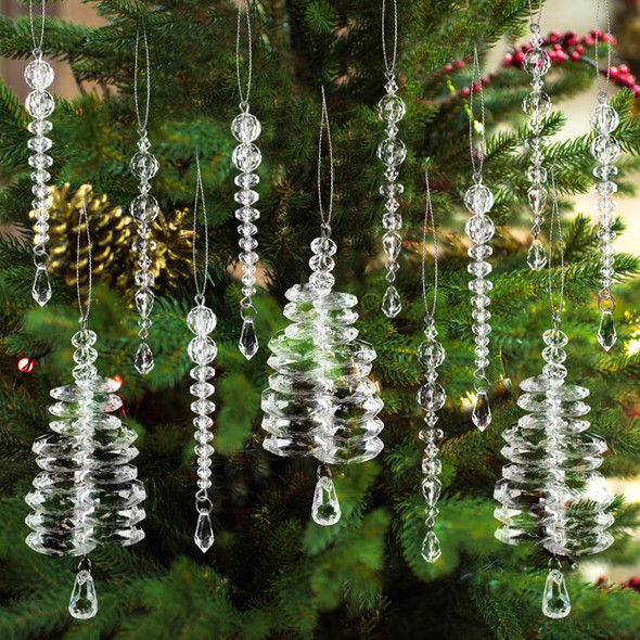 OuMuaMua Clear Crystal Ornaments for Christmas Tree Decorations - 12pcs Acrylic Clear Christmas Ornament Icicle Drop Hanging Clear Ornaments for Craft Christmas Tree Winter Wonderland Party Decoration OuMuaMua Clear Crystal Ornaments for Christmas Tree Decorations - 12pcs Acrylic Clear Christmas Ornament Icicle Drop Hanging Clear Ornaments for Craft Christmas Tree Winter Wonderland Party Decoration