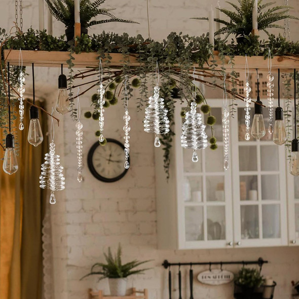 OuMuaMua Clear Crystal Ornaments for Christmas Tree Decorations - 12pcs Acrylic Clear Christmas Ornament Icicle Drop Hanging Clear Ornaments for Craft Christmas Tree Winter Wonderland Party Decoration OuMuaMua Clear Crystal Ornaments for Christmas Tree Decorations - 12pcs Acrylic Clear Christmas Ornament Icicle Drop Hanging Clear Ornaments for Craft Christmas Tree Winter Wonderland Party Decoration