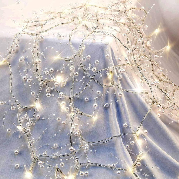 OVV 13FT Christmas White Pearl String Lights 40LED Lighted Berry Beaded Garland Festive Indoor Xmas Decoration Warm Lights for Bedroom Mantel Wedding Party Decor Battery Operated (White) OVV 13FT Christmas White Pearl String Lights 40LED Lighted Berry Beaded Garland Festive Indoor Xmas Decoration Warm Lights for Bedroom Mantel Wedding Party Decor Battery Operated (White)
