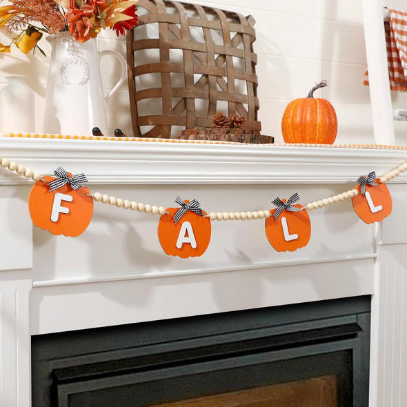 Fall Decor-Wooden Pumpkin Garland Fall Decorations for Home-Thanksgiving Farmhouse Pumpkins Wood Bead Garland Banner for Fireplace Mantel Walls Fall Decor-Wooden Pumpkin Garland Fall Decorations for Home-Thanksgiving Farmhouse Pumpkins Wood Bead Garland Banner for Fireplace Mantel Walls