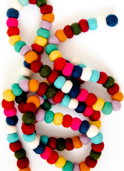 Colorful Felt Ball Garland 9 Ft Pom Pom Garland Spring Garland for Mantle, Wall, Table Centerpiece 100% Wool Felt Garland for Easter, Birthday, Christmas Decor Boho Rainbow