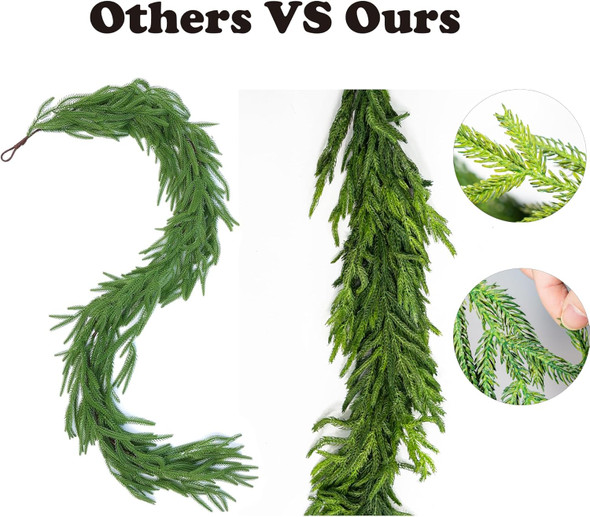 6FT Christmas Garland Norfolk Pine Garland Christmas Greenery Garland for Mantle Table Stairs Indoor Outdoor Holiday Christmas Xmas Decor Decoration