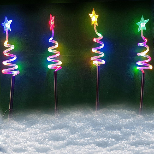 Outdoor Cone Christmas Tree Lights 14in Star Topped Artificial Lighting Christmas Trees Outside Decor for Xmas Holiday Multicolor