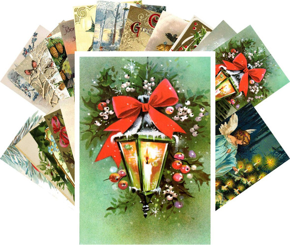 PIXILUV Vintage Christmas Greeting Cards 24pcs Christmas Tree Wreath Garland Ornaments Reprint Postcard Set PIXILUV Vintage Christmas Greeting Cards 24pcs Christmas Tree Wreath Garland Ornaments Reprint Postcard Set