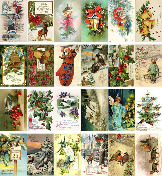PIXILUV Vintage Christmas Greeting Cards 24pcs Christmas Tree Wreath Garland Ornaments Reprint Postcard Set PIXILUV Vintage Christmas Greeting Cards 24pcs Christmas Tree Wreath Garland Ornaments Reprint Postcard Set