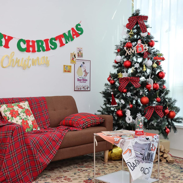 ptlsy 6FT Christmas Tree Artificial Pine Christmas Tree with Solid Metal Stand 800 Branch Tips and Decorations Perfect for Indoor and Outdoor Holiday (Green)